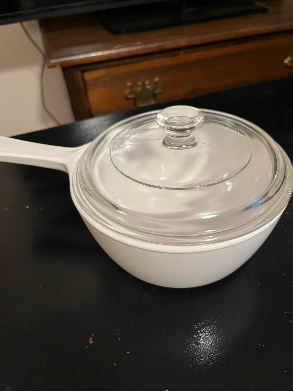 Vintage Corningware Winter White Saucepan with pyrex Glass lid